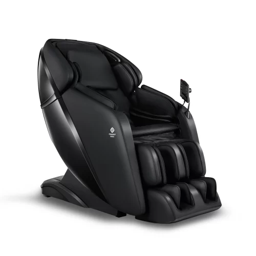 Front view of the Inada iFIT PRO Black massage chair showcasing its sleek design