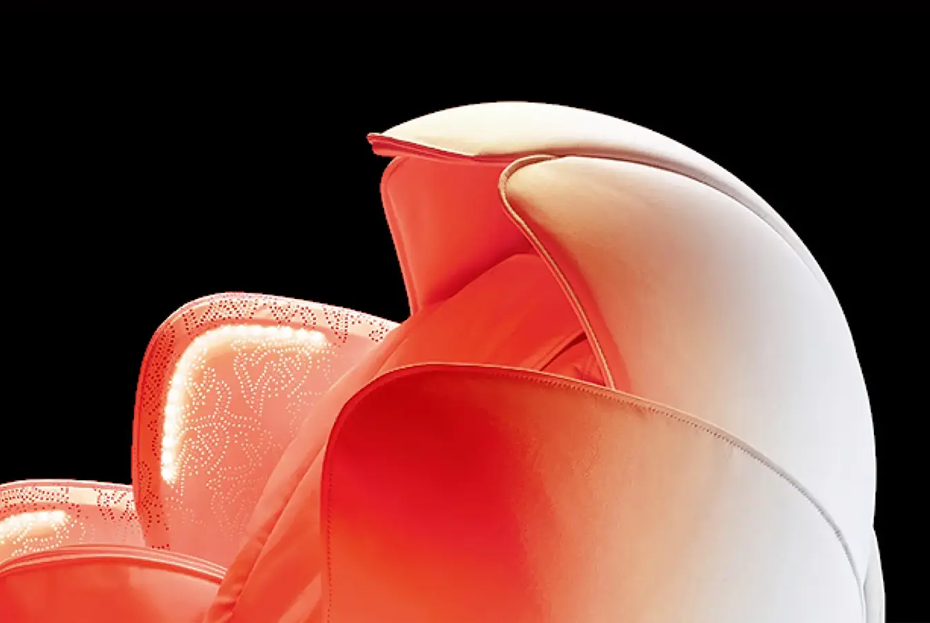 Inada iCOCOON massage chair in meditation mode with gentle candle-like flickering light