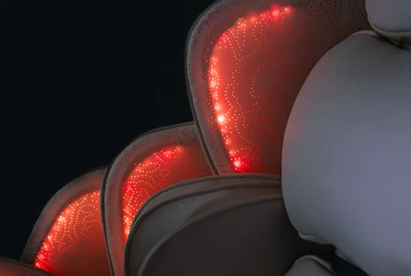 Close-up of the built-in speakers on the iCOCOON massage chair enhancing the relaxation experience with immersive sound